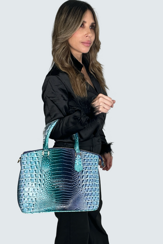Vegan Leather Crocodile Print Handbag - Born To Glam