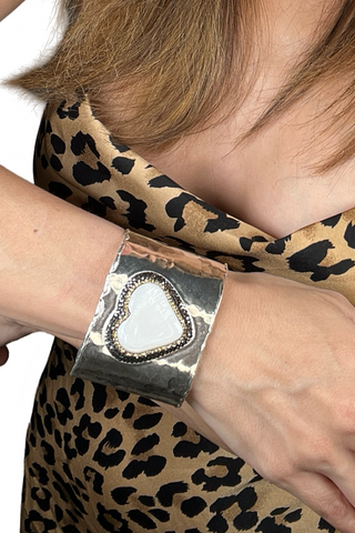 Gemstone Silver Adjustable Cuff Bracelet - Born To Glam