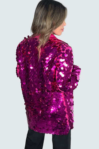 Hot Pink Sequin Oversized Blazer - Born To Glam