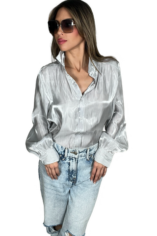 Iridescent Button Down Top - Born To Glam