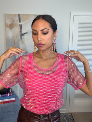 Pink Sparkle Mesh Top with Matching Tank - Born To Glam