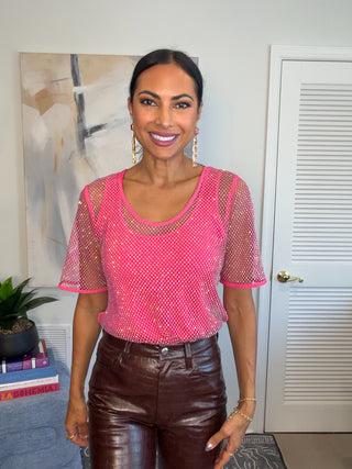 Pink Sparkle Mesh Top with Matching Tank - Born To Glam
