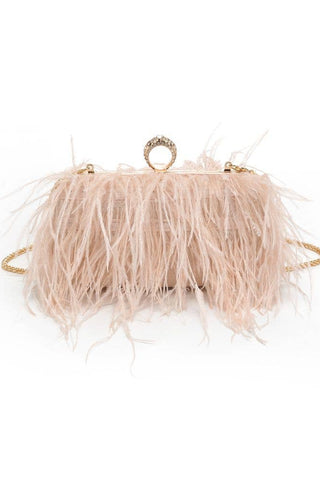 Harlow Feather Evening Bag Soft Pink - Born To Glam