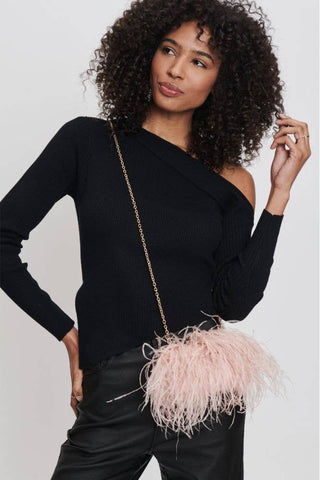 Harlow Feather Evening Bag Soft Pink - Born To Glam