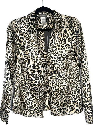 Satin Leopard Tie Front Top - Born To Glam