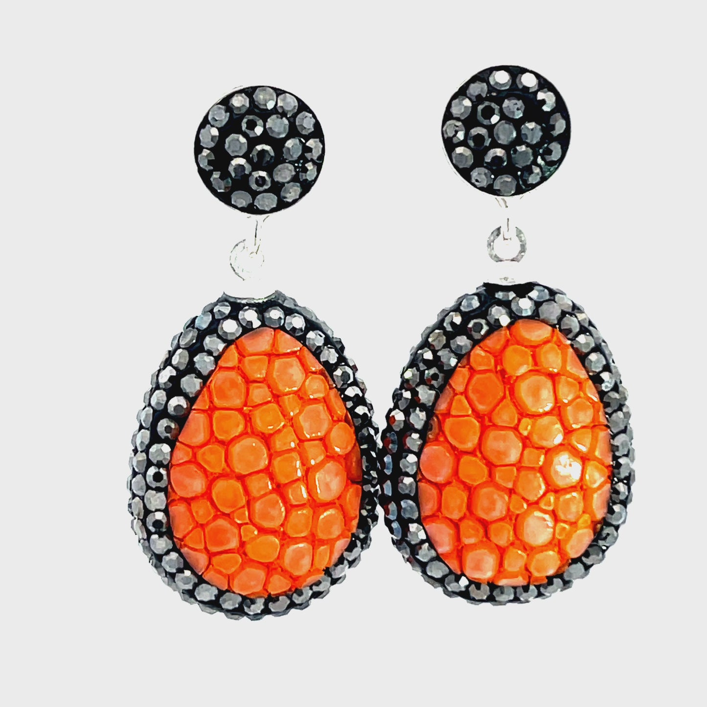 Load and play video in Gallery viewer, Orange Shagreen Dangle Earring
