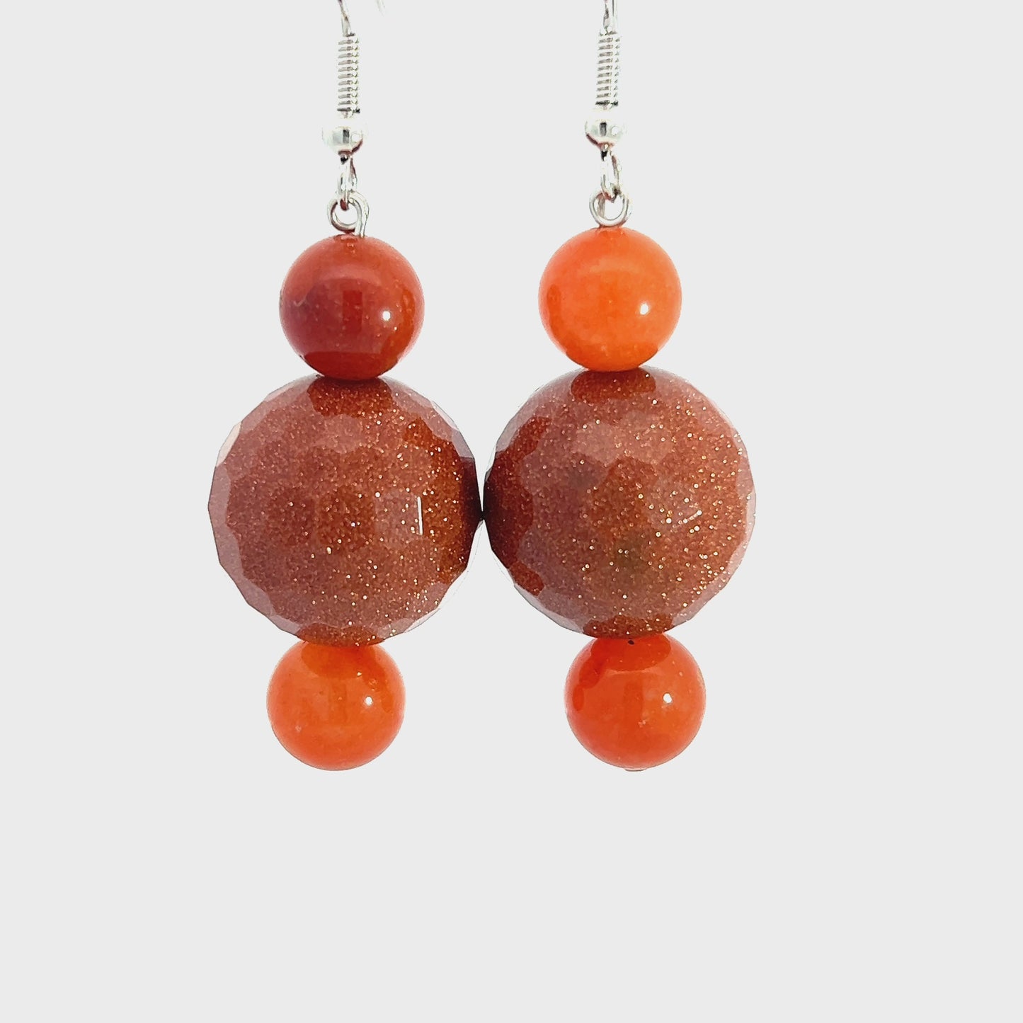 Load and play video in Gallery viewer, Goldstone Sphere Sterling Silver Earring
