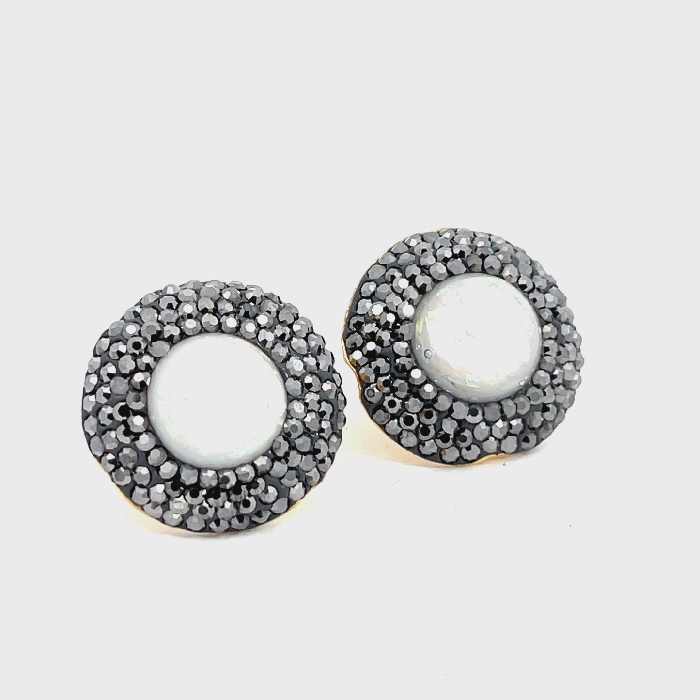 White Mixed Cubic Zirconia Silver Crystal Gold Plated Stud Earring