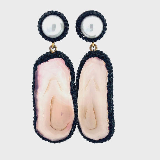 Load and play video in Gallery viewer, Pink &amp;amp; Pearl Agate Sterling Silver Earring
 Born To Glam