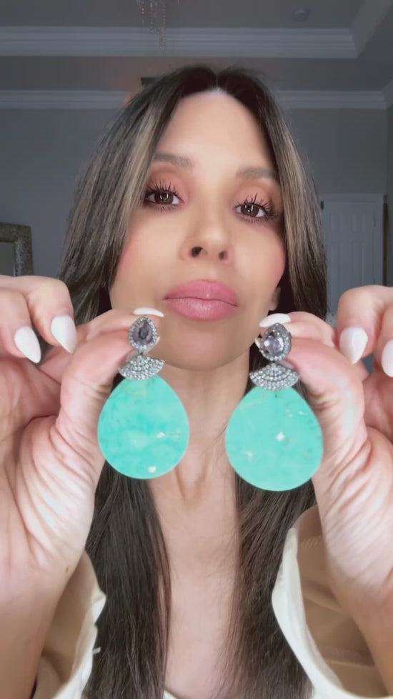 Load and play video in Gallery viewer, Turquoise Cubic Drop Earring
 Born To Glam