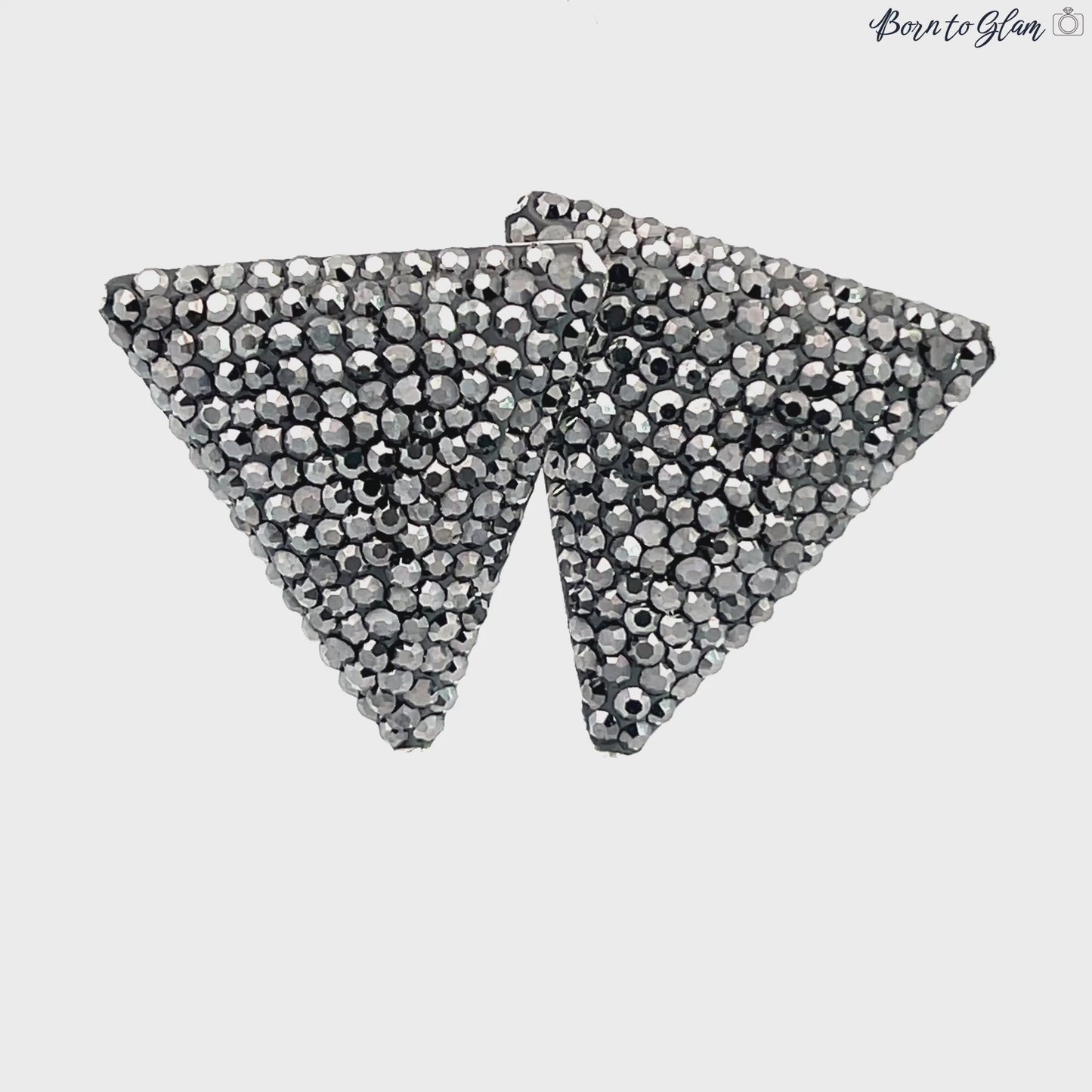 Load and play video in Gallery viewer, Triangle Silver Crystal 925 Sterling Silver Stud Earring
