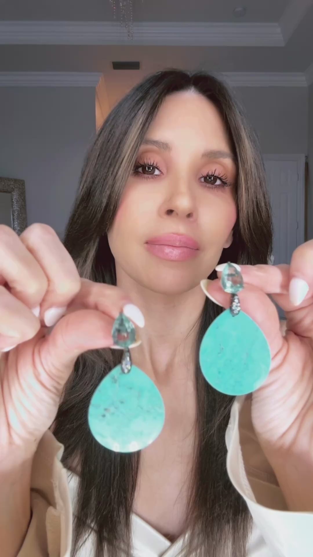 Load and play video in Gallery viewer, Turquoise Cubic Drop Earring
 Born To Glam