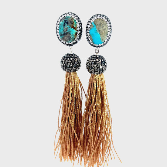 Load and play video in Gallery viewer, Gemstone &amp;amp; Crystal Tassel 925 Sterling Silver Earring
