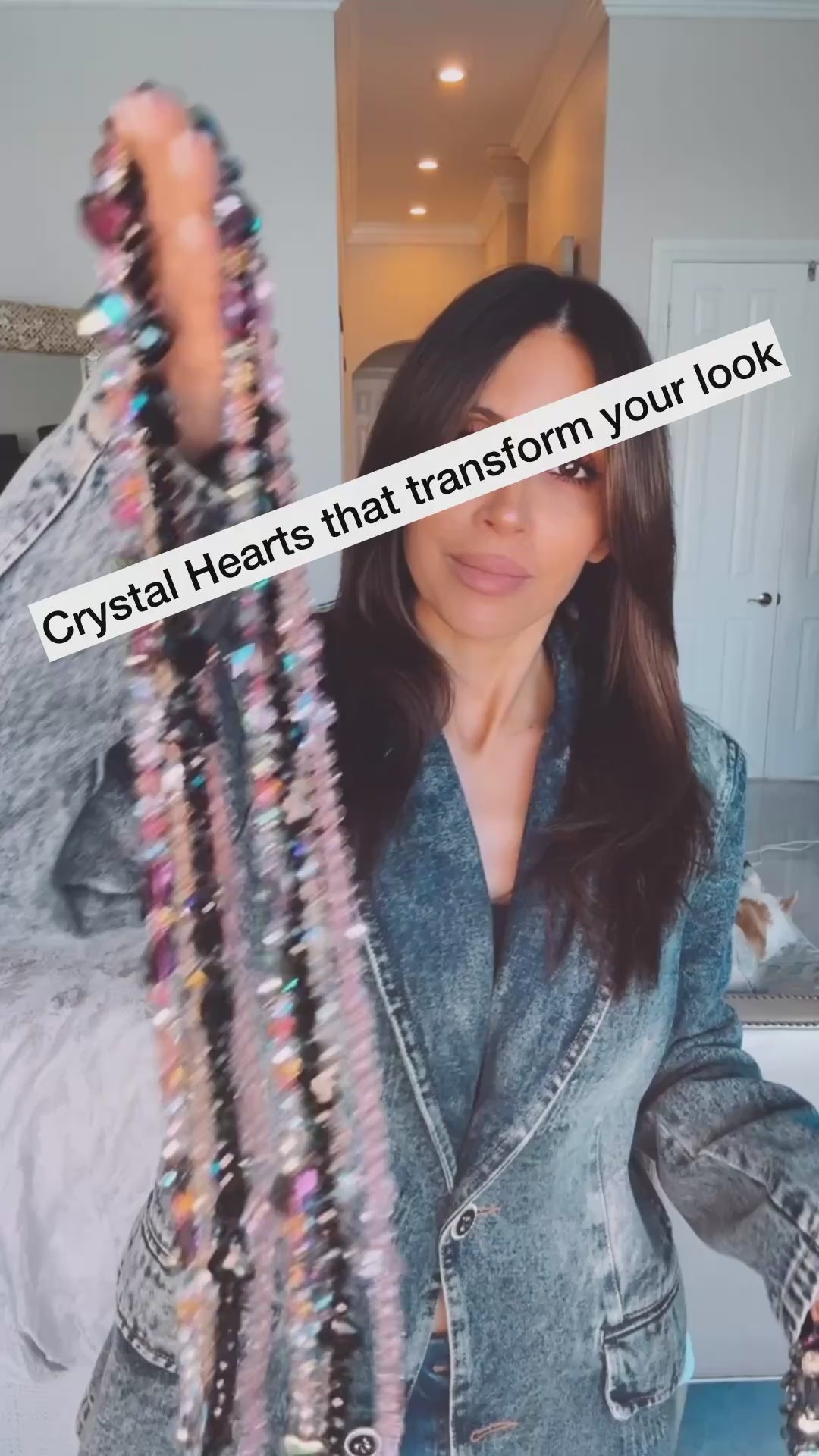 Crystal Hearts Long Necklace Born To Glam