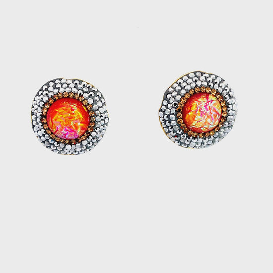 Load and play video in Gallery viewer, Cubic Zirconia Orange Stud
