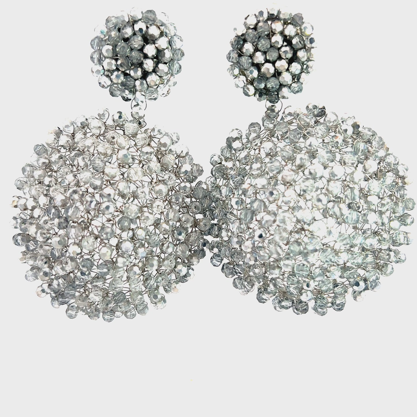 Load and play video in Gallery viewer, Silver Crystal Sphere Statement Clip On Earring
