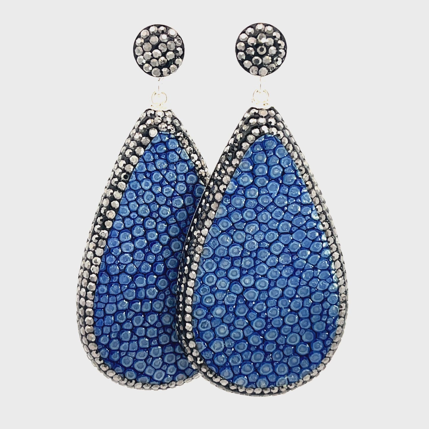 Load and play video in Gallery viewer, Blue Shagreen Teardrop Earring
