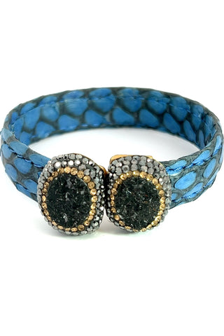 Small Splendor Gemstone Leather Cuff Bracelet - Born To Glam