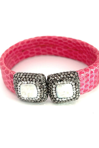 Small Splendor Gemstone Leather Cuff Bracelet - Born To Glam