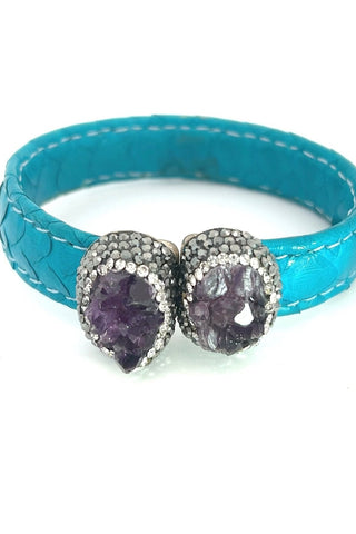 Small Splendor Gemstone Leather Cuff Bracelet - Born To Glam