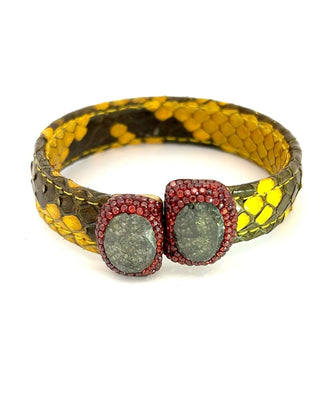 Small Splendor Gemstone Leather Cuff Bracelet - Born To Glam