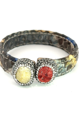Small Splendor Gemstone Leather Cuff Bracelet - Born To Glam