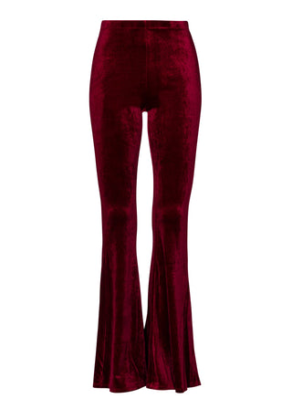 Burgundy Velvet Bell Bottom Flare Pants