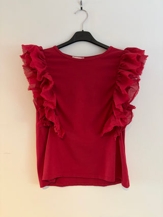 Red Ruffle Statement Top