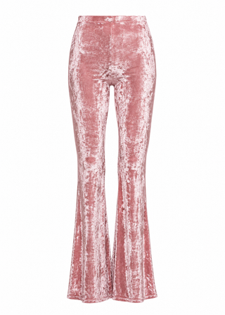 Light Pink Crushed Velvet Bell Bottom Pants