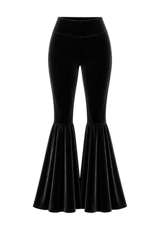 Black Ruffle Bell Bottom Pants