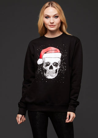 Black Skull Santa Graphic Top