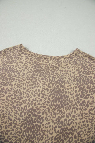 Khaki Leopard Star Patch Studded Oversized Tee — view 10