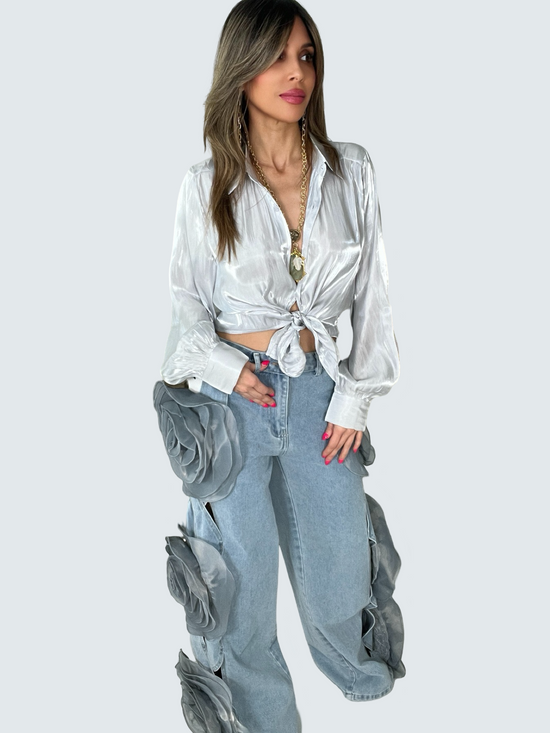 Rosette Wide Leg Jeans