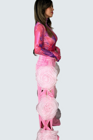 Rosette Wide Leg Jeans - Born To Glam