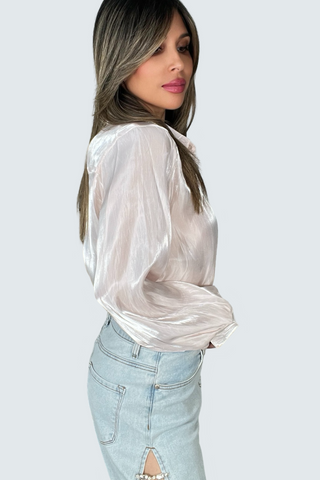 Iridescent Button Down Top - Born To Glam