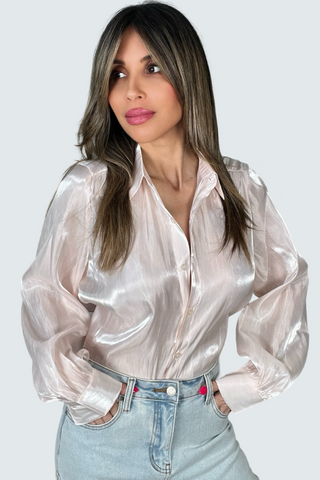 Iridescent Button Down Top - Born To Glam