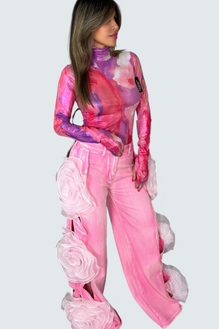 Pink & Purple Metallic Sheer Mesh Top - Born To Glam