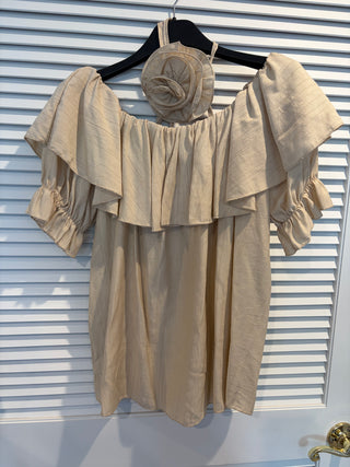 Tan Off Shoulder Ruffle Top