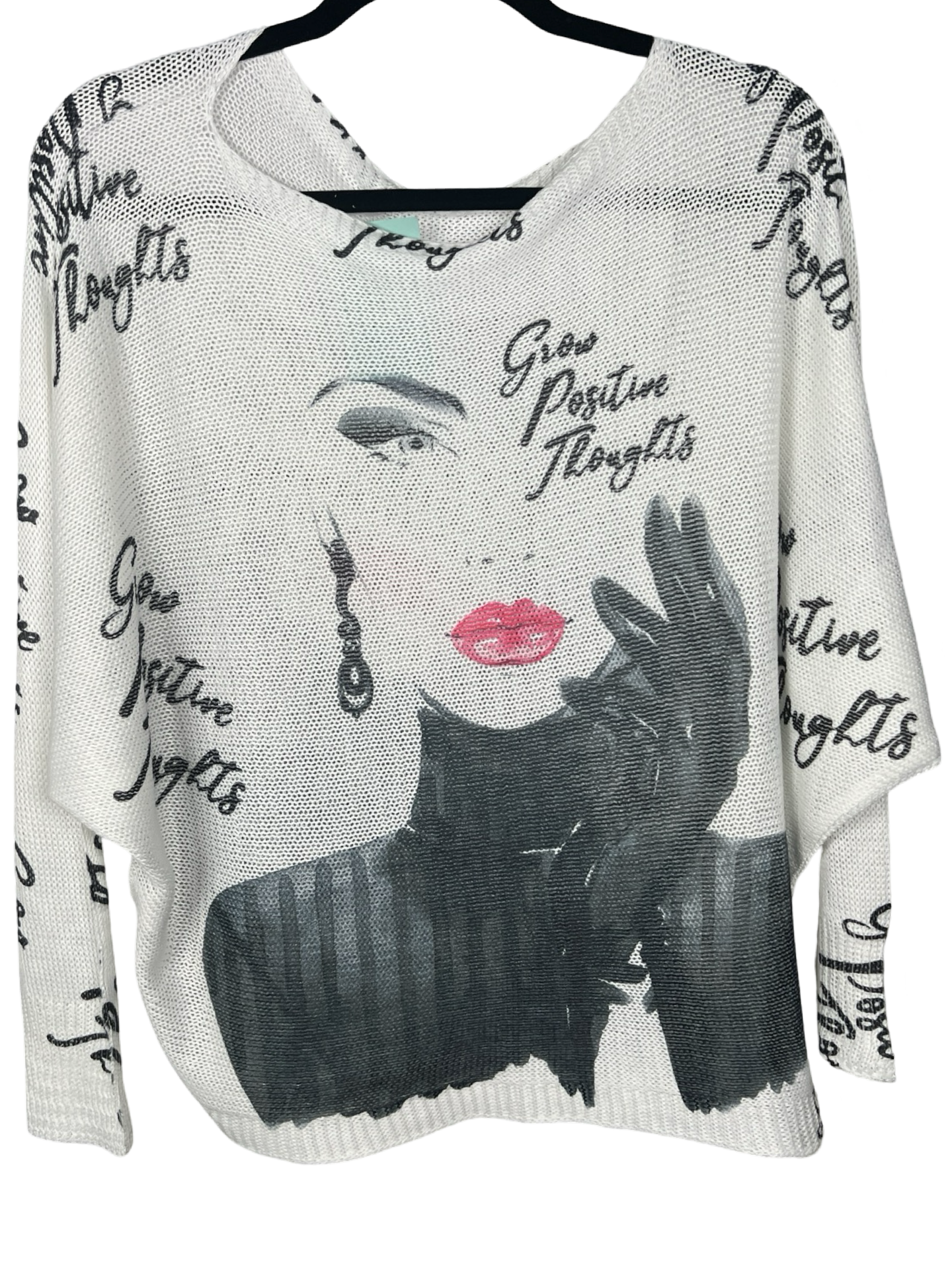 Round Neck Printed Sweater - Born To Glam Born To Glam