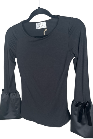 Bow Accent Flare Sleeve Top - Born To Glam