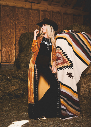 Gold Velvet Duster Kimono view 2