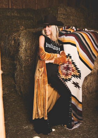 Gold Velvet Duster Kimono view 3