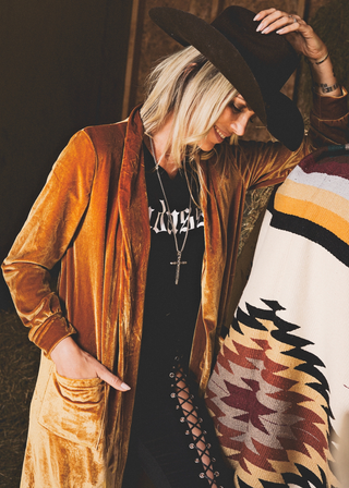 Gold Velvet Duster Kimono