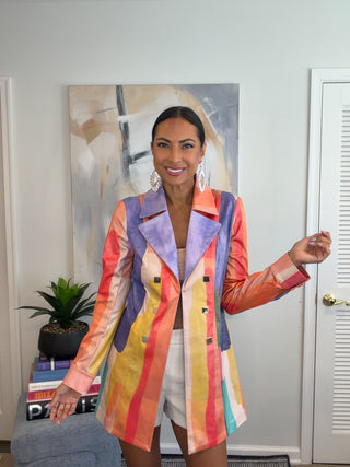 Watercolor Stripe Statement Jacket - Born To Glam
