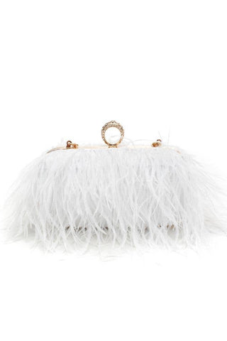Harlow Feather Evening Bag White - Born To Glam