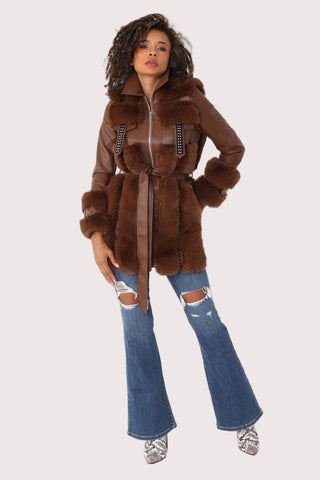 Leather and Fur Trim Jacket