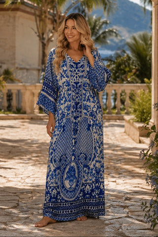 Blue Serenity Print Maxi Dress