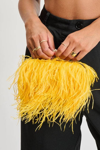 Harlow Feather Evening Bag Gold - Born To Glam